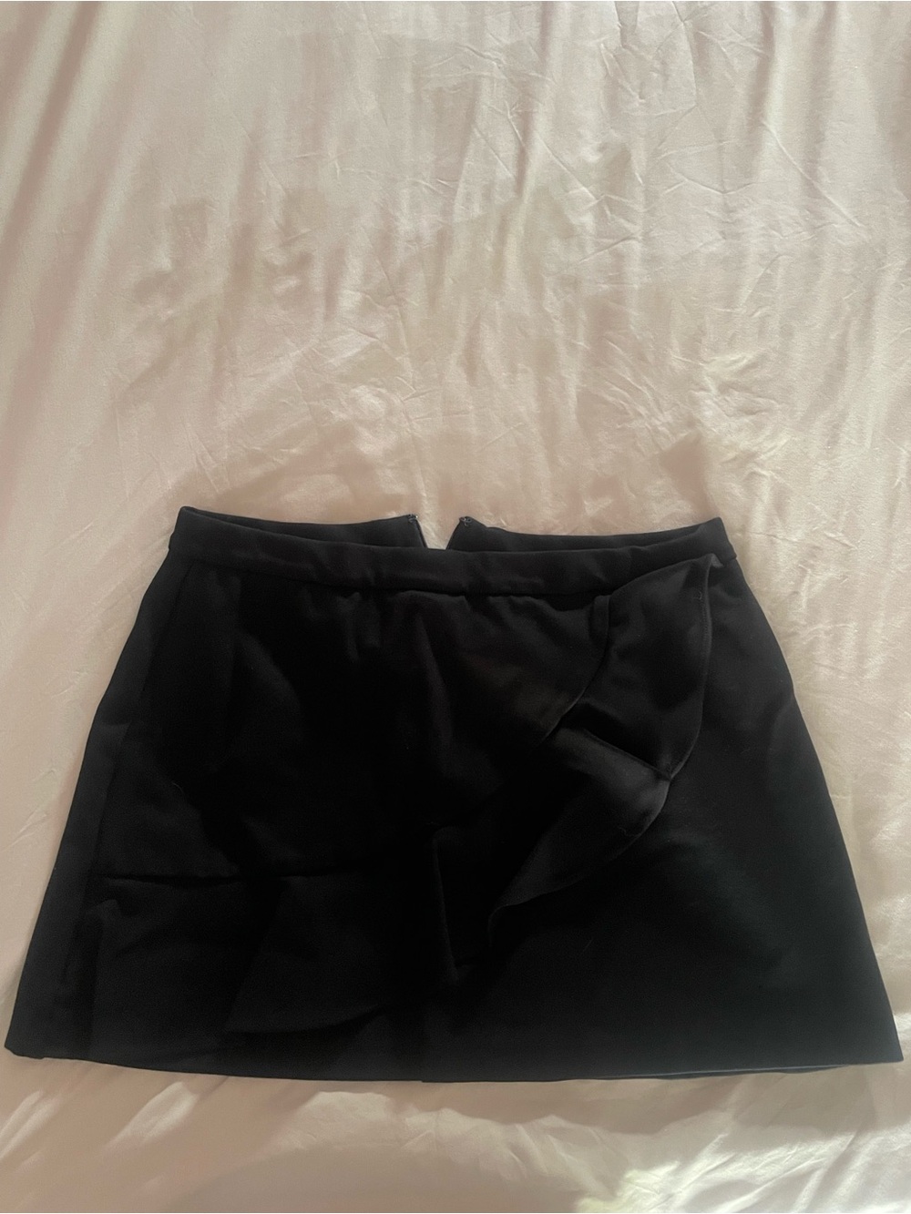 Maison Jules Black Mini Skirt with Ruffle Trim